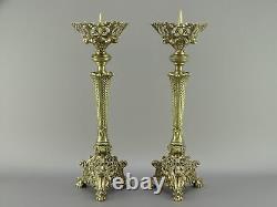 Pair of Neo Renaissance bronze candlesticks with winged devils