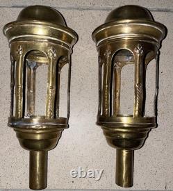 Pair of openwork brass tips in the Empire style, Napoleon III antique