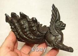 Patinated Cast-Iron Pipe Holder with Chimera, 19th Century