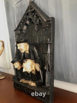 Patinated plaster bas-relief of the cantors of Tours Cathedral (H 54 cm)