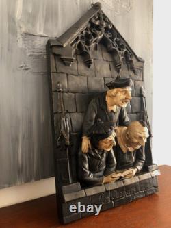Patinated plaster bas-relief of the cantors of Tours Cathedral (H 54 cm)
