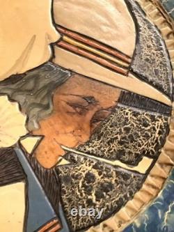 Paul Fouillen 1920 Very Beautiful Pyrographed Wooden Bowl. Perfect condition