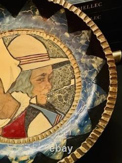 Paul Fouillen 1920 Very Beautiful Pyrographed Wooden Bowl. Perfect condition