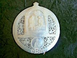 Pearl Shell Carved And Jerusalem Ajoure Religious Nativity 19th Century 1
