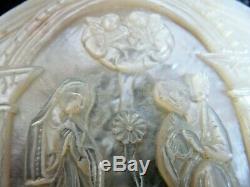 Pearl Shell Carved And Jerusalem Ajoure Religious Nativity 19th Century 1