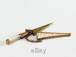 Pen Knife Miniature Brooch Vendetta Corsa Scabbard Gold Silver Pearl C2492