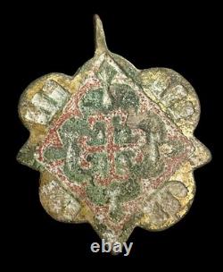 Pendant of medieval heraldic harness enamelled with ermine cross high era