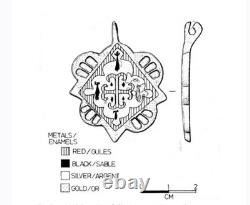 Pendant of medieval heraldic harness enamelled with ermine cross high era