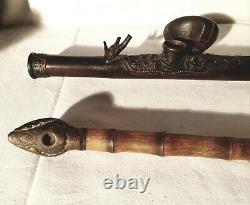 Pipe A Opium 19th Carved Wood