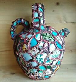 Pitcher Picassiette (freeloader) Highly Decorated, Beautiful Object Of Folk Art