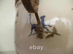 Planter Faience Vase Bronze Mount Choisy Le Roi Flowers Bowl Model with Cat