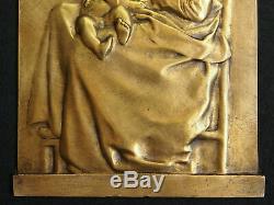 Plate Art Nouveau Bronze After Alexandre Charpentier 24.7 Maternity Not Signed