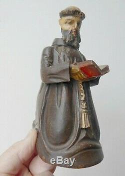 Polychrome Wood Bell, Eighteenth, Religious Folk Art, Capuchin Monk