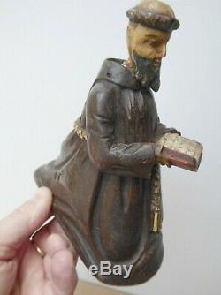 Polychrome Wood Bell, Eighteenth, Religious Folk Art, Capuchin Monk