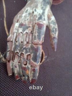 Polychrome Wooden Puppet with Articulated Mouth, Hands, Fingers, and Feet, China, 19th Century