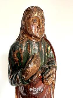 Polychrome oak Evangelist. High period, Middle Ages, statue, sculpture