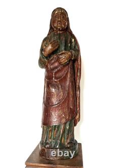 Polychrome oak Evangelist. High period, Middle Ages, statue, sculpture