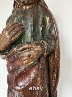 Polychrome oak Evangelist. High period, Middle Ages, statue, sculpture