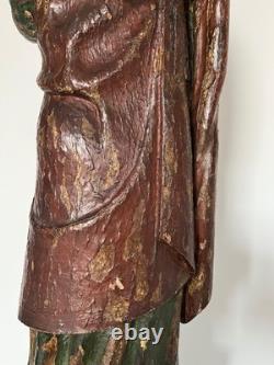 Polychrome oak Evangelist. High period, Middle Ages, statue, sculpture