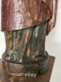 Polychrome oak Evangelist. High period, Middle Ages, statue, sculpture