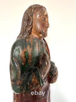 Polychrome oak Evangelist. High period, Middle Ages, statue, sculpture
