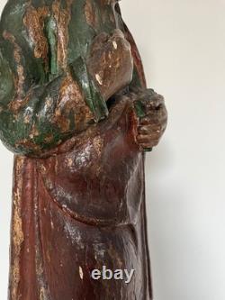 Polychrome oak Evangelist. High period, Middle Ages, statue, sculpture