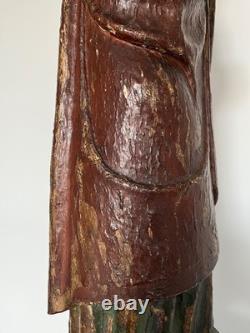 Polychrome oak Evangelist. High period, Middle Ages, statue, sculpture
