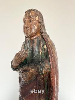 Polychrome oak Evangelist. High period, Middle Ages, statue, sculpture