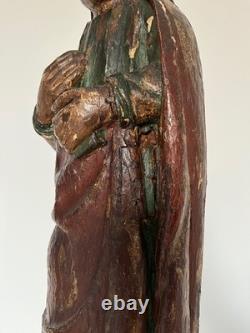 Polychrome oak Evangelist. High period, Middle Ages, statue, sculpture