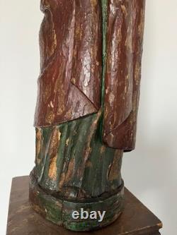 Polychrome oak Evangelist. High period, Middle Ages, statue, sculpture