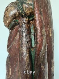 Polychrome oak Evangelist. High period, Middle Ages, statue, sculpture
