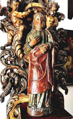 Polychrome oak Evangelist. High period, Middle Ages, statue, sculpture