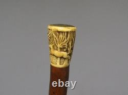 Popular Art Cane in Carved Boxwood
