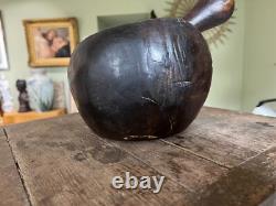 Popular Art Mortar and Its Wooden Pestle 19th Century