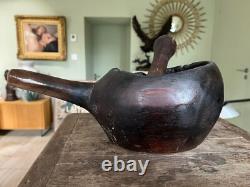 Popular Art Mortar and Its Wooden Pestle 19th Century