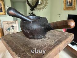 Popular Art Mortar and Its Wooden Pestle 19th Century