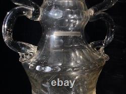 Popular Art Rare Vase Old Blown Glass Engraved Period 18th 18th