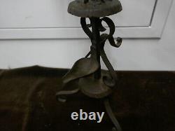 Popular art rooster oil lamp, ironwork, H 37cm, W 1.7kg, 20th century