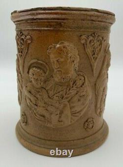 Pot A Tabac A Decors Religious Terracotta Vernissee 19th G6031