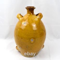 Provence 19th Century Consciousness Glazed Terracotta Yellow Engobe with 4 Passers