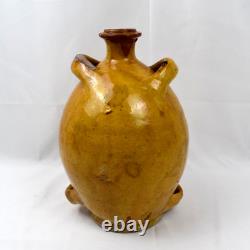 Provence 19th Century Consciousness Glazed Terracotta Yellow Engobe with 4 Passers