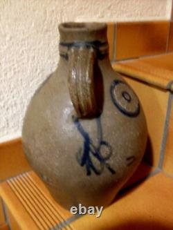 RARE ALSACE POPULAR ART ENGRAVED JUG SALT GLAZED STONEWARE SAVERNE 18th CENTURY
