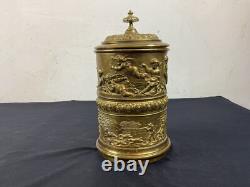 RARE Cigar and Cigarette Distributor Box, 19th Century Repoussé Brass