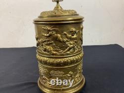 RARE Cigar and Cigarette Distributor Box, 19th Century Repoussé Brass