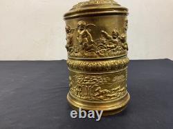 RARE Cigar and Cigarette Distributor Box, 19th Century Repoussé Brass