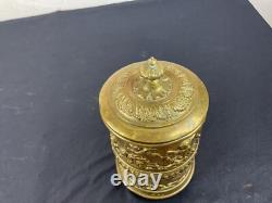 RARE Cigar and Cigarette Distributor Box, 19th Century Repoussé Brass