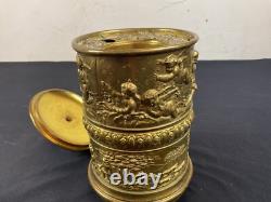 RARE Cigar and Cigarette Distributor Box, 19th Century Repoussé Brass