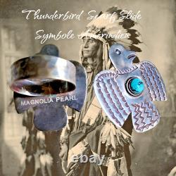 RaRe. Thunderbird Piece Scarf Rings Magnolia Pearl Silver & Turquoise