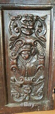 Rare 3 Panels Sculpted Wood High Time Xvith Renaissance Louis XIII