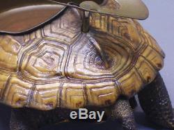 Rare And Authentic Turtle Mounted In Ashtray Art Deco 1920 1940
